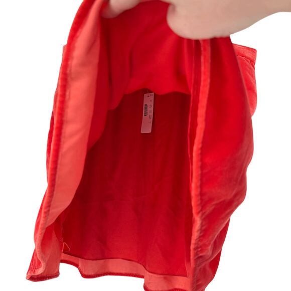 J.Crew Mini Skirt Womens Large TALL Orange Velvet Ruffle Flounce Pull On Pockets - Picture 5 of 12